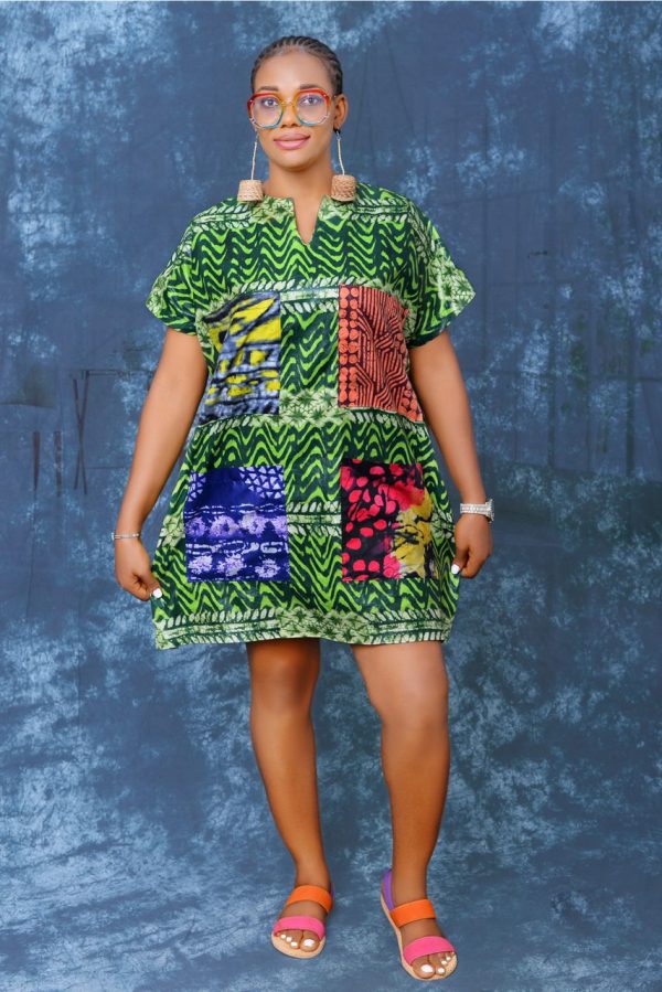 Ankara Patch Short Dress